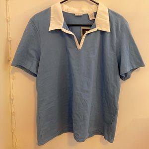 White and Blue Tshirt with Color Riveted by Lee